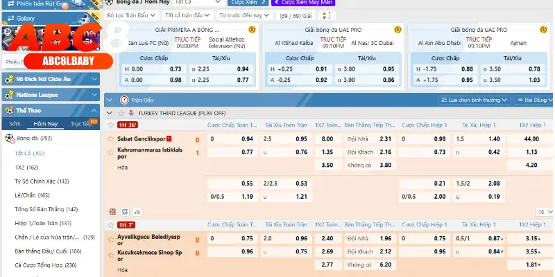 Hệ thống trận đấu trên Saba thể thao đa dạng